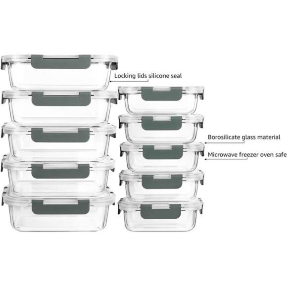 [10-Pack] Glass Meal Prep Containers with Lids, MCIRCO Food Storage Containers - Picture 4 of 7